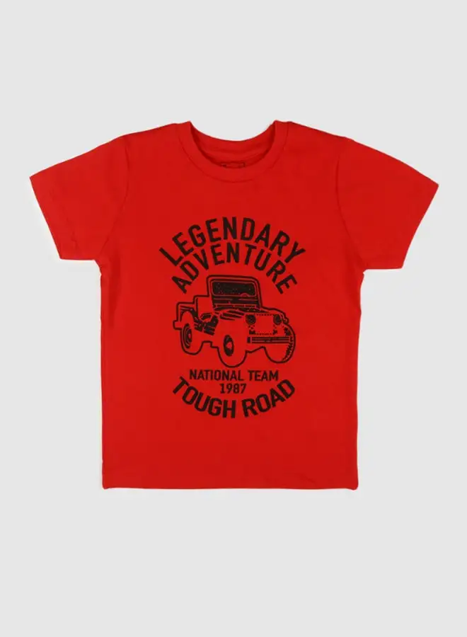 NEON Legendary Adventure Printed Crew Neck T-Shirt Red