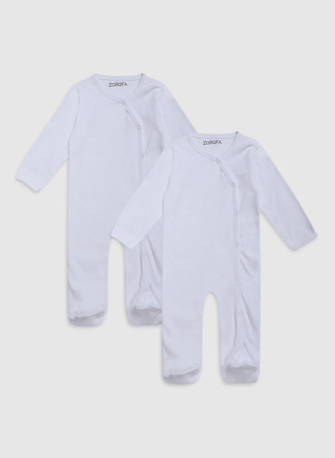 Zarafa 2 Pack Long Sleeve Sleepsuit Bright White