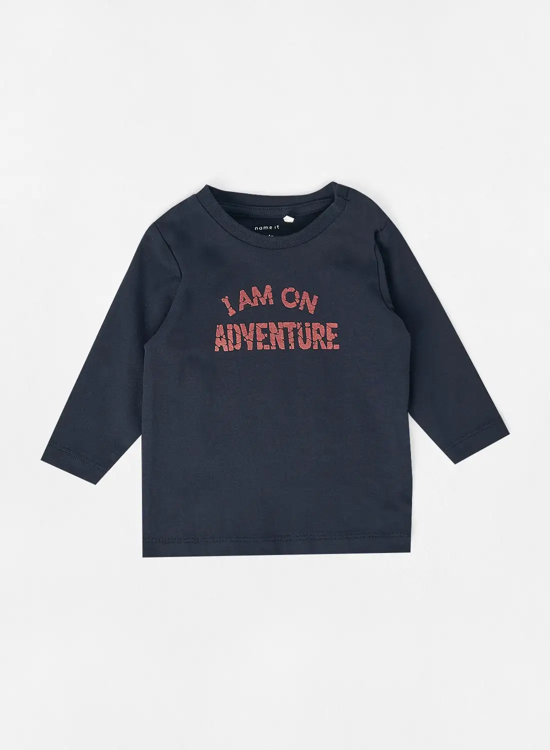 NAME IT Baby Slogan Print T-Shirt Navy