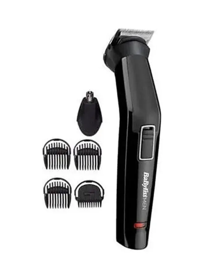 babyliss 6 In 1 Men Multi Trimmer, Long-Lasting Precision With Stainless Steel Blades, Comfortable Grip With Lightweight 410 Grams, Clean Trim With Washable Cutting Attachments - MT725SDE, Black Black