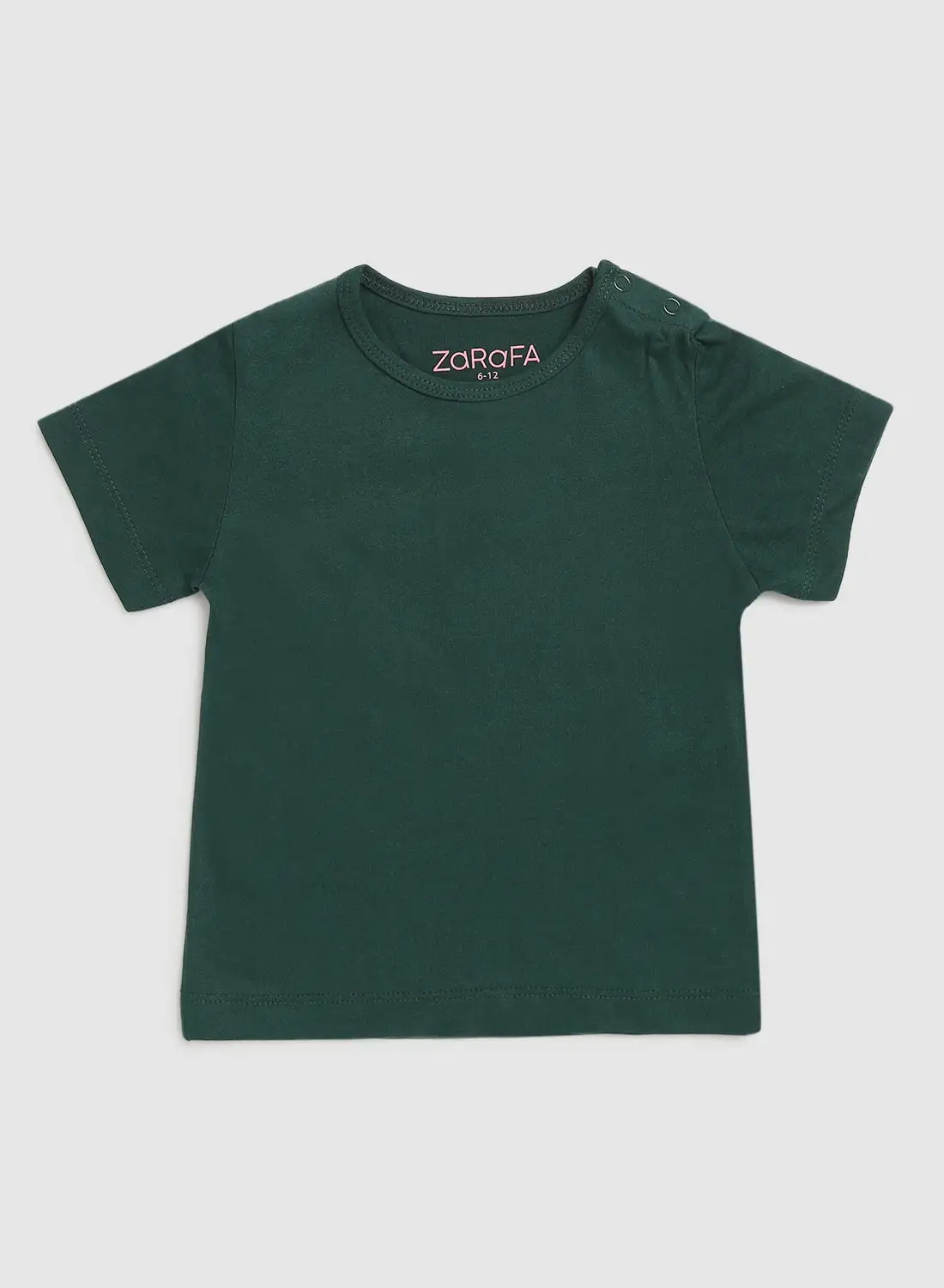 Zarafa Solid Round Neck T-Shirt Dark Green