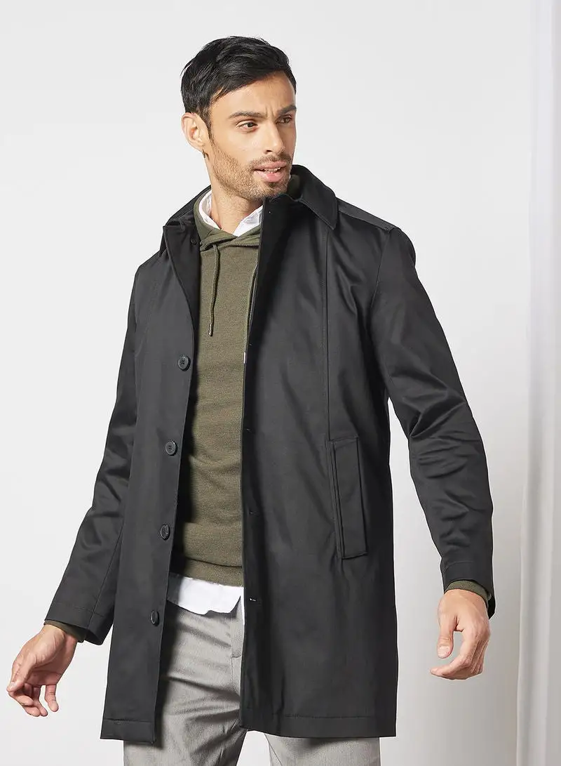 SELECTED Timeless Button Down Coat Black