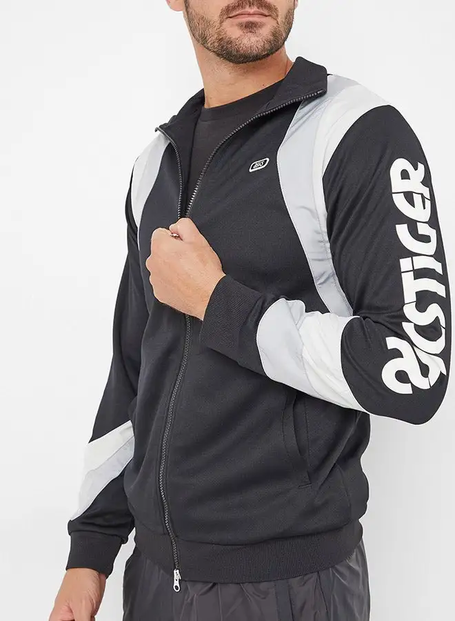 asics Long Sleeves Shoulder Panel Detail CB FZ Jacket Performance Black