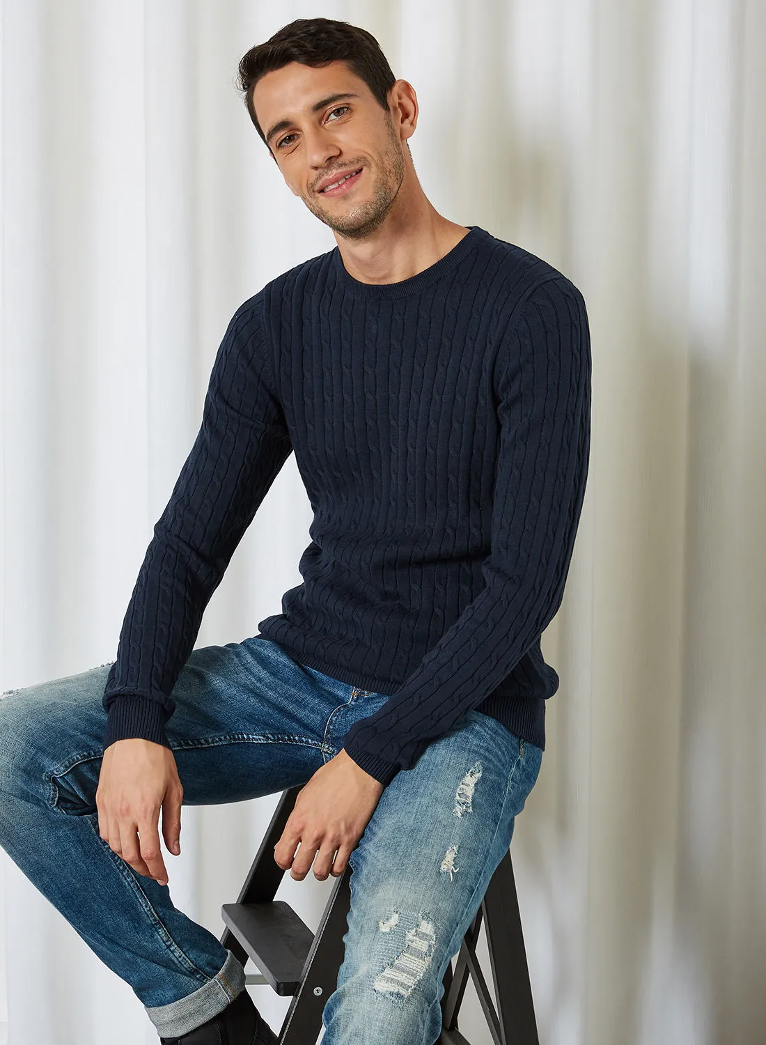 JACK & JONES Knitted Long Sleeves Sweater Sky Captain