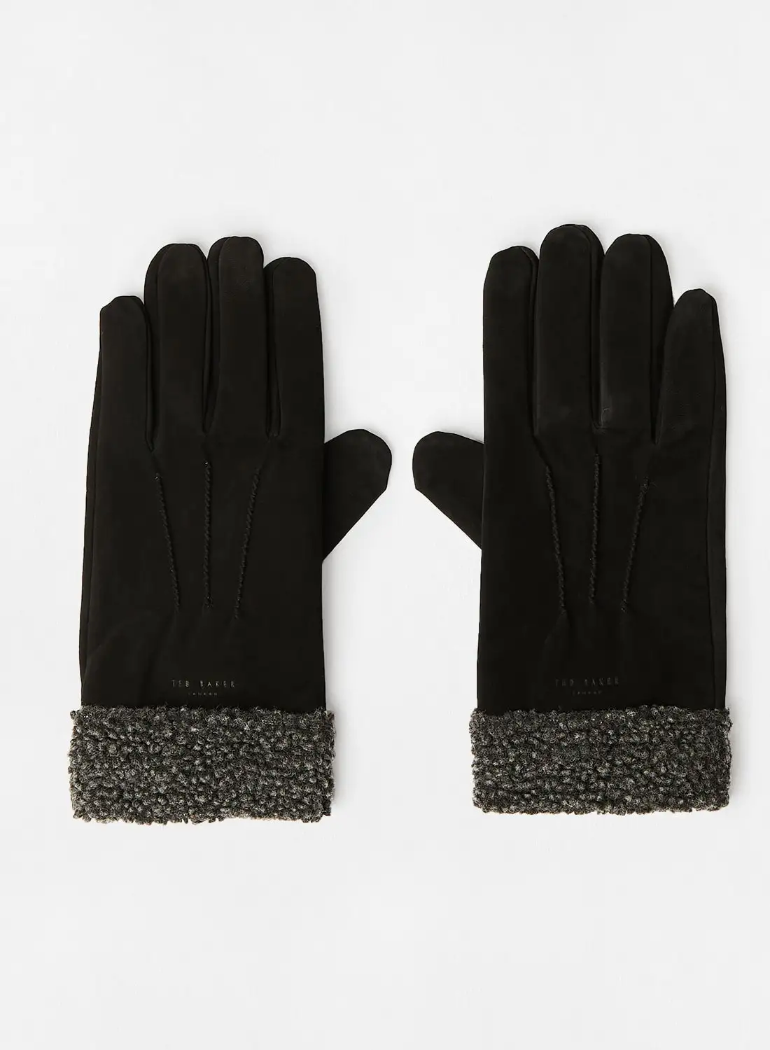 Ted Baker Logo Detail Leather Gloves Black