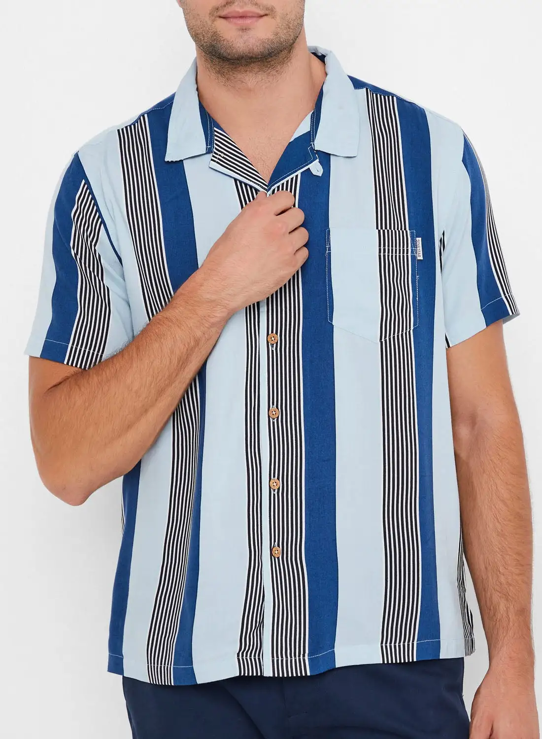 SOUL STAR Stripe Detail Shirt Lt Blue