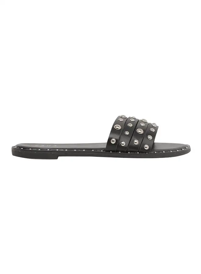 ZAHA Studded Flat Sandals Black