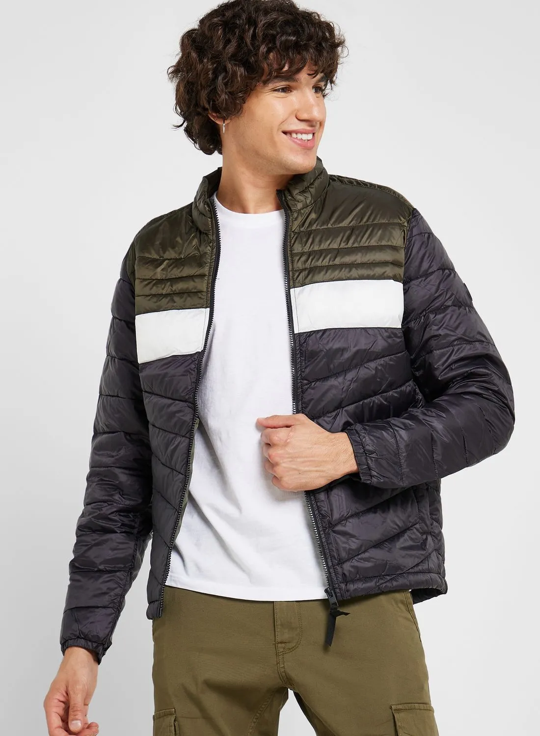 JACK & JONES Colour Block Puffer Jacket