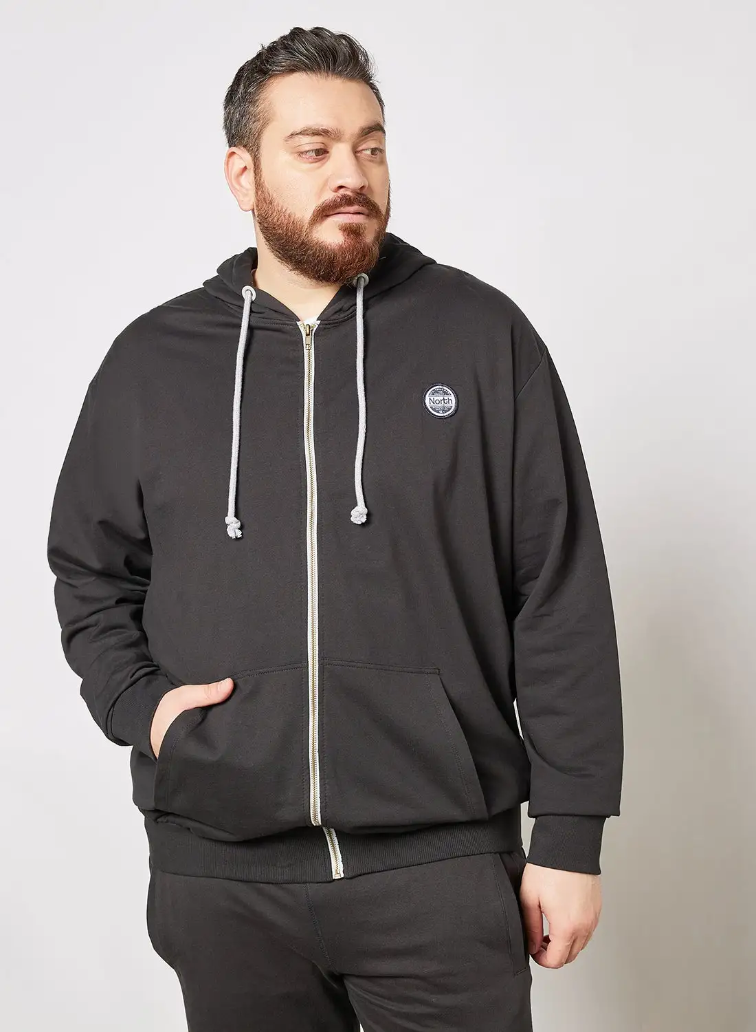 North 56°4 Plus Size Zip-Through Hoodie Black