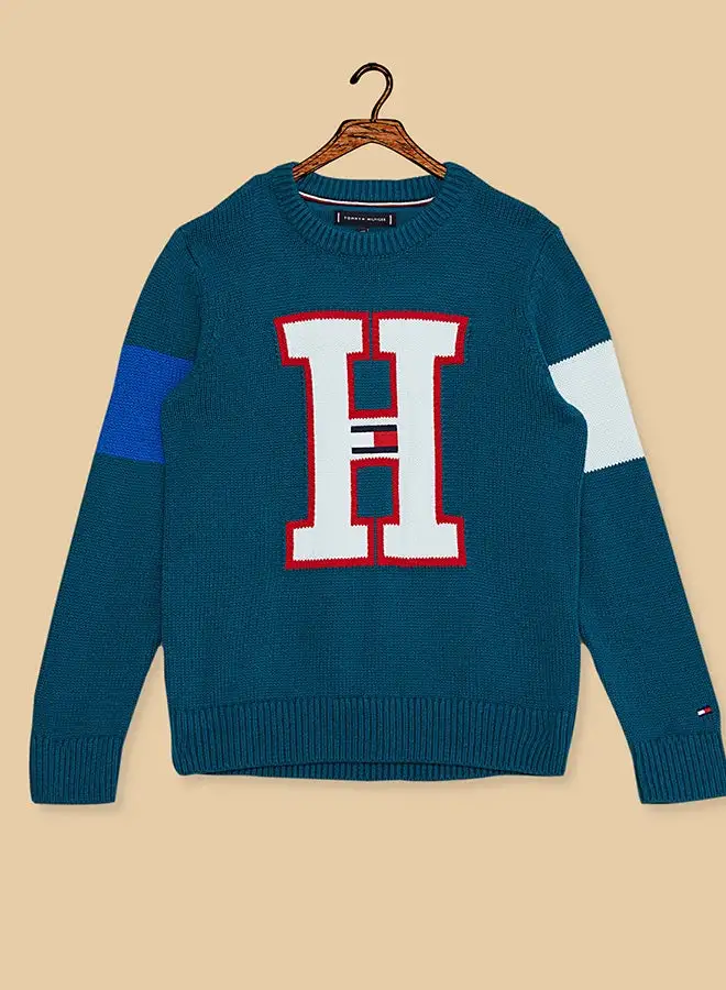 TOMMY HILFIGER Crew Neck Badge Sweatshirt Blue/White/Red