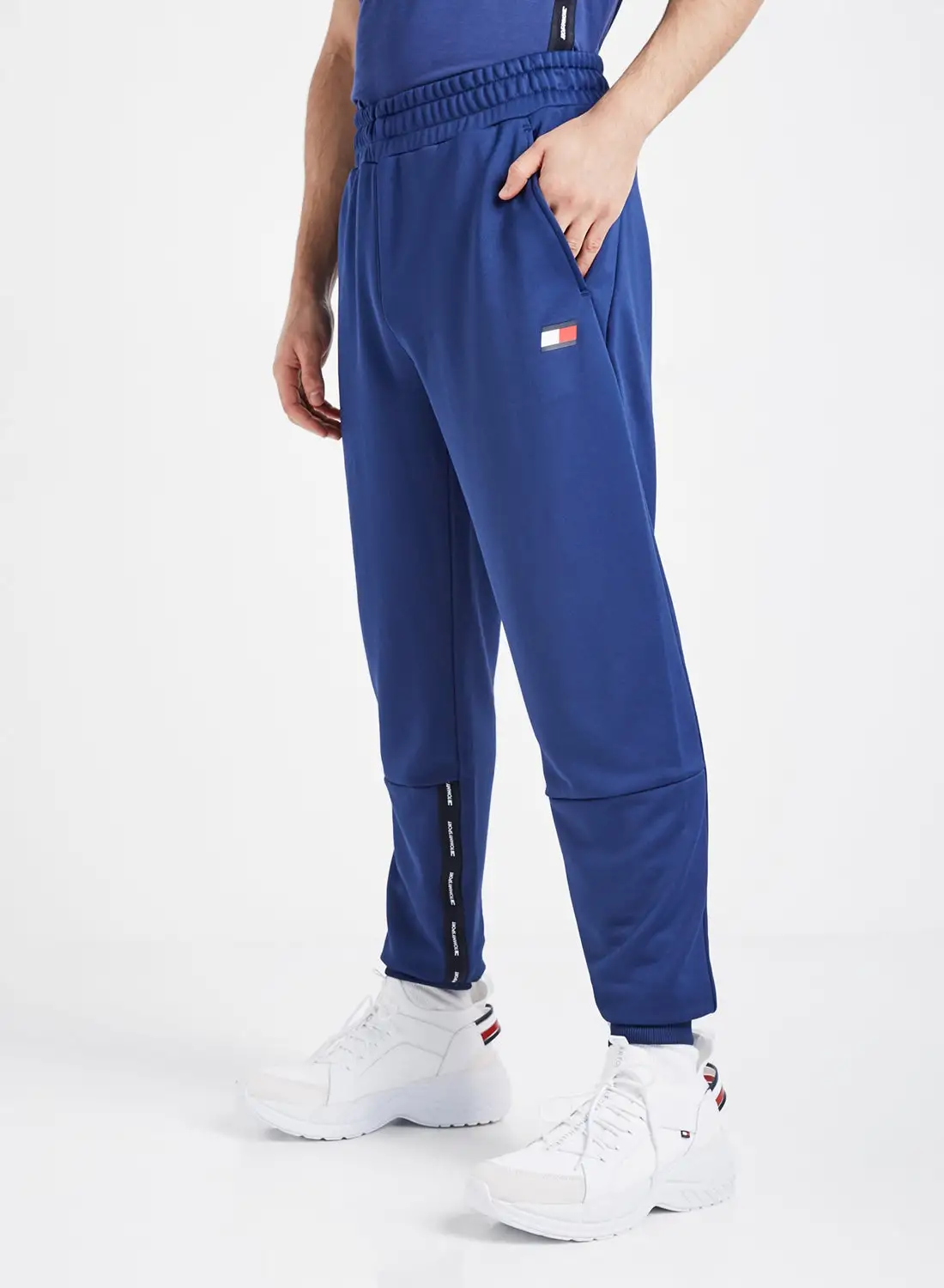 TOMMY SPORT Logo Tapered Joggers Blue Ink