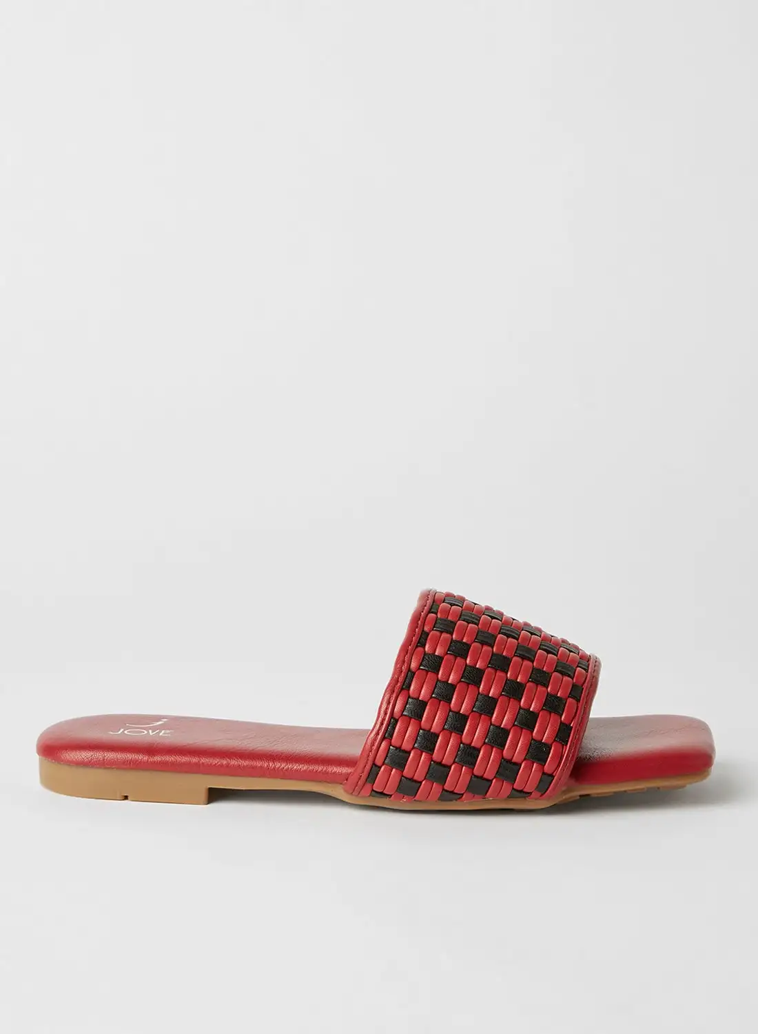 Jove Strap Detail Flat Sandals Black/Red