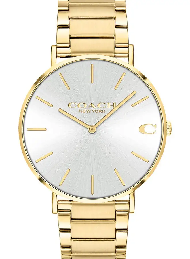 COACH Men's Analog Round Shape Stainless Steel Wrist Watch - 14602430 - Lens Size: 41Mm