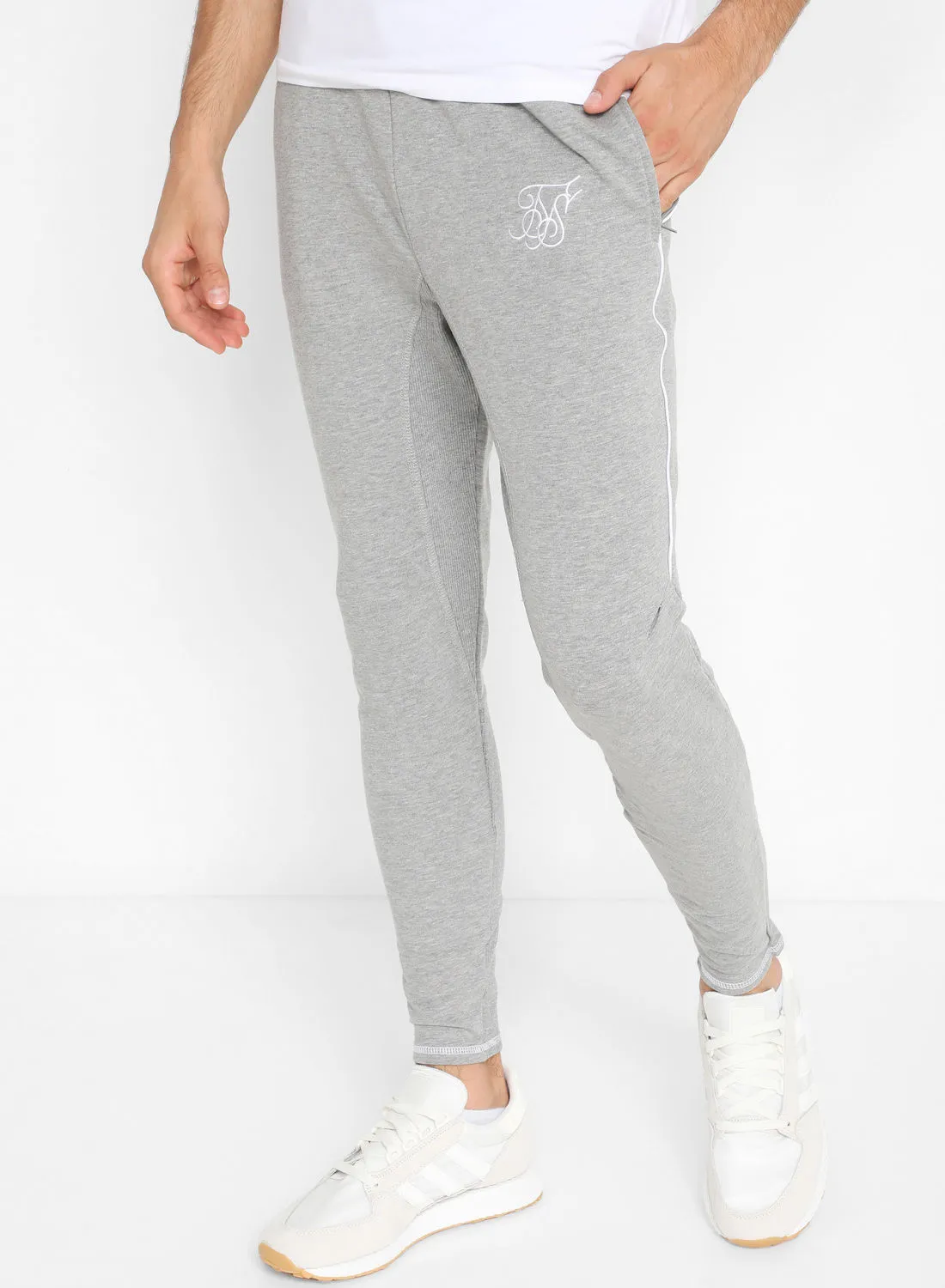 SikSilk Zonal Comfortable Sweatpants Grey Marl