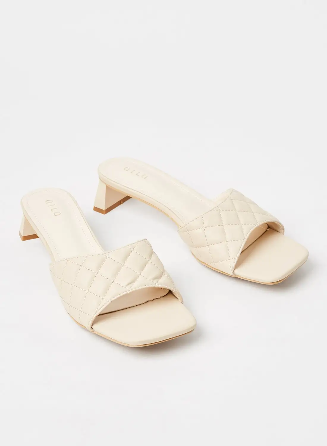 Aila Slip On Detail Heeled Sandals Off White