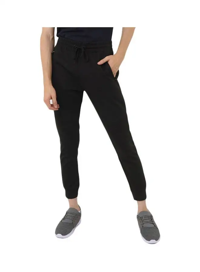 R&B Polyester Blend Cuffed Joggers Black