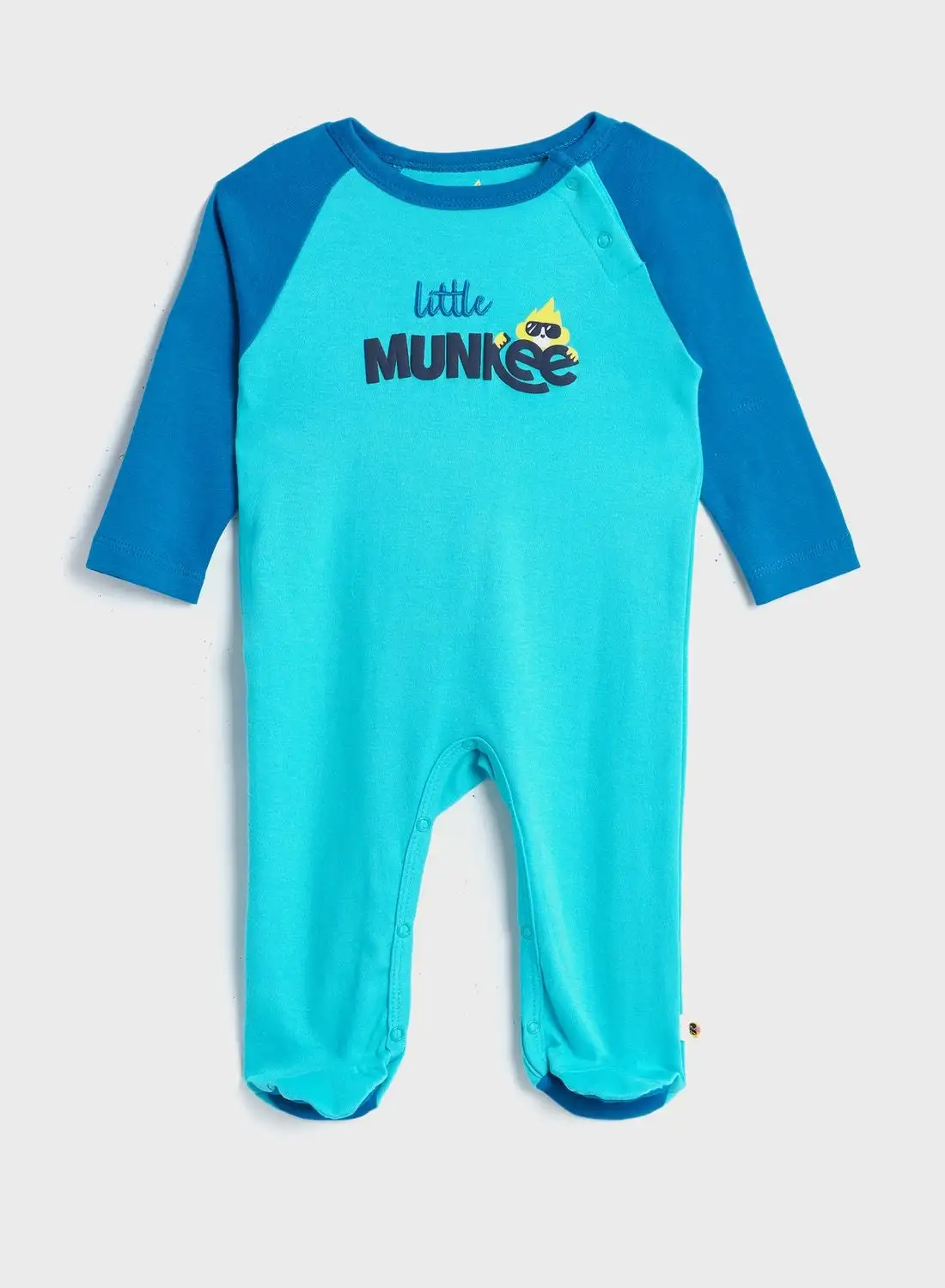 Cheekee Munkee Infant Raglan Footed Romper