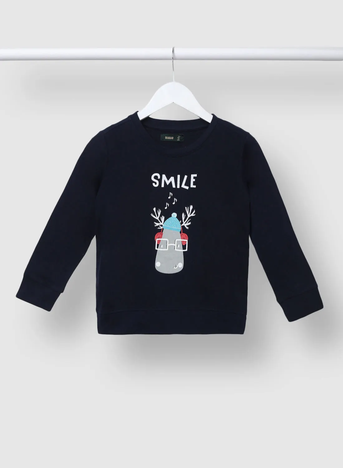 QUWA Boys Graphic Printed Crew Neck Sweatshirt Navy Blue