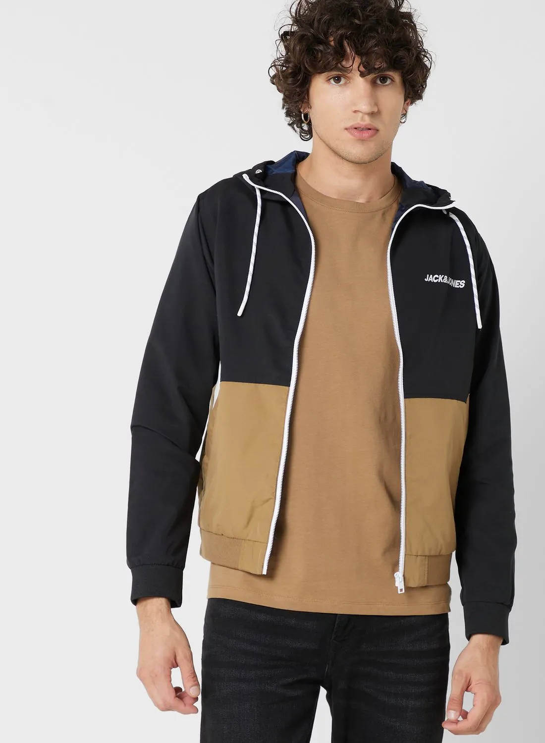 JACK & JONES Zippered Hooded Bomber Jacket