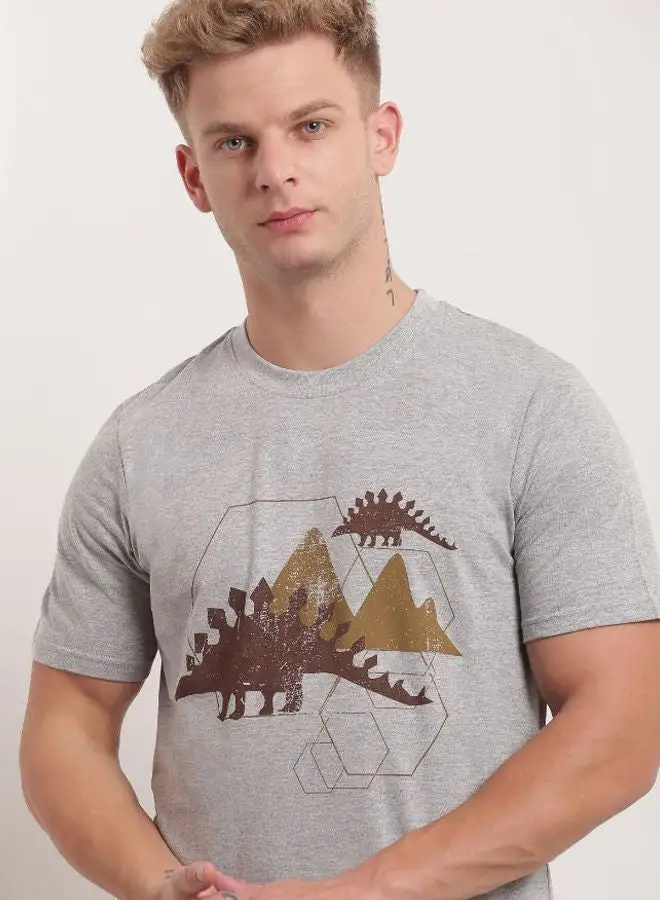 QUWA Printed Short Sleeves T-Shirt Steel Grey