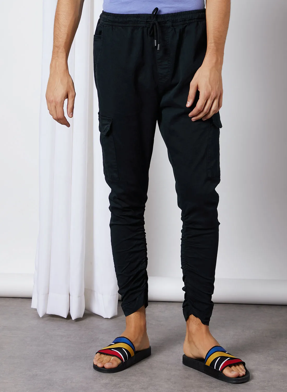 BRAVE SOUL Haddon Cargo Drawcord Hem Joggers Black