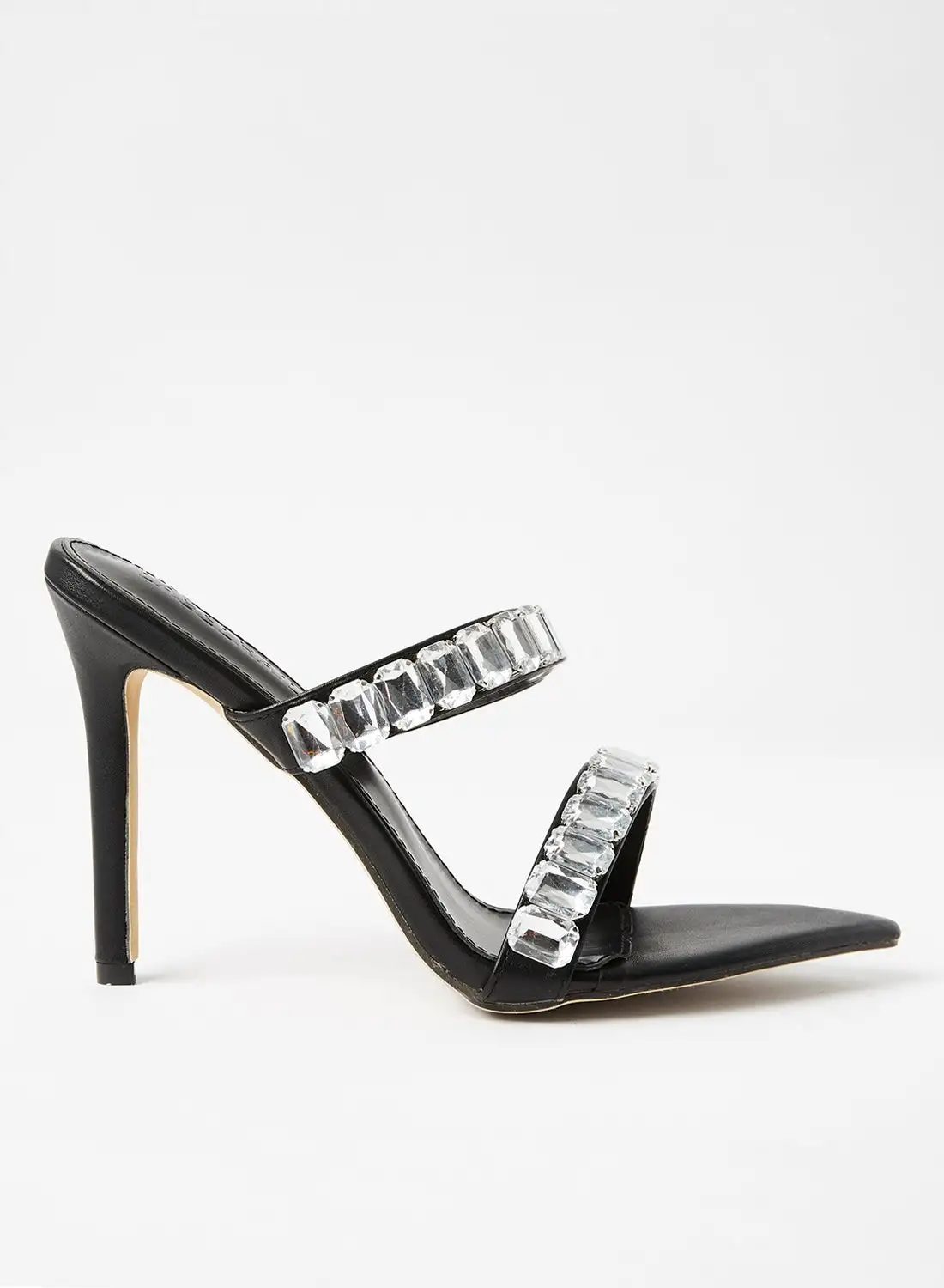 LABEL RAIL Diamante Detail Heeled Sandals Black