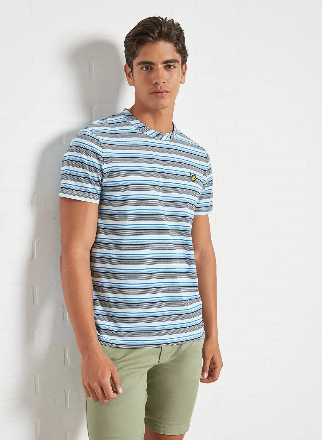 Lyle & Scott Multi Stripe T-Shirt Deck Blue