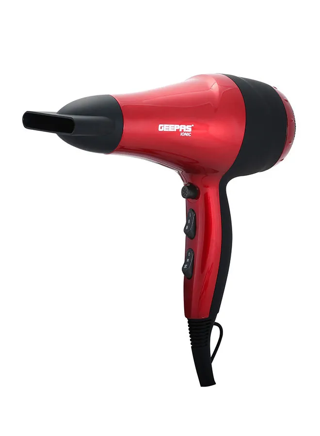 GEEPAS Hair Dryer, 2 Speed Setting, 2000W, GHD86018, Removable Filter, Hang-up Hook, Cool Shot Function, 3 Heat Settings, Travel Friendly Dryer Red/Black