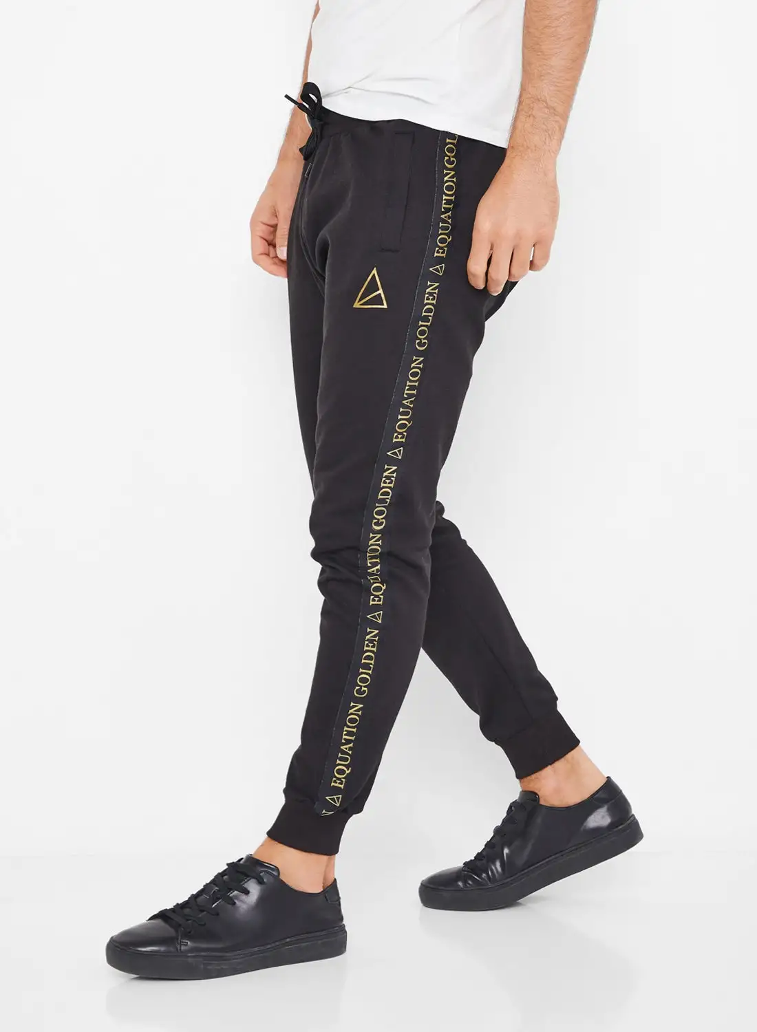 GOLDEN EQUATION Logo Side Tape Detail Joggers Black