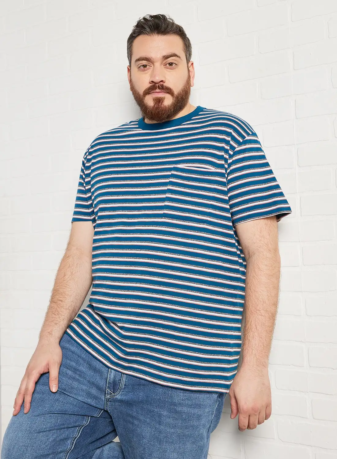 North 56°4 Plus Size Striped T-Shirt Blue/White