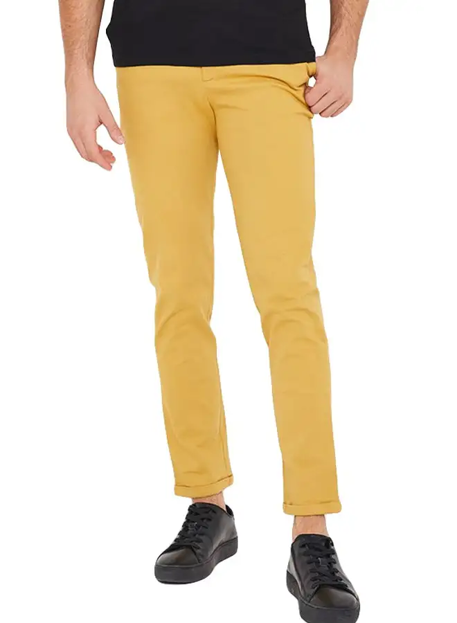 STATE 8 Slim Fit Folded Hem Chinos Mustard