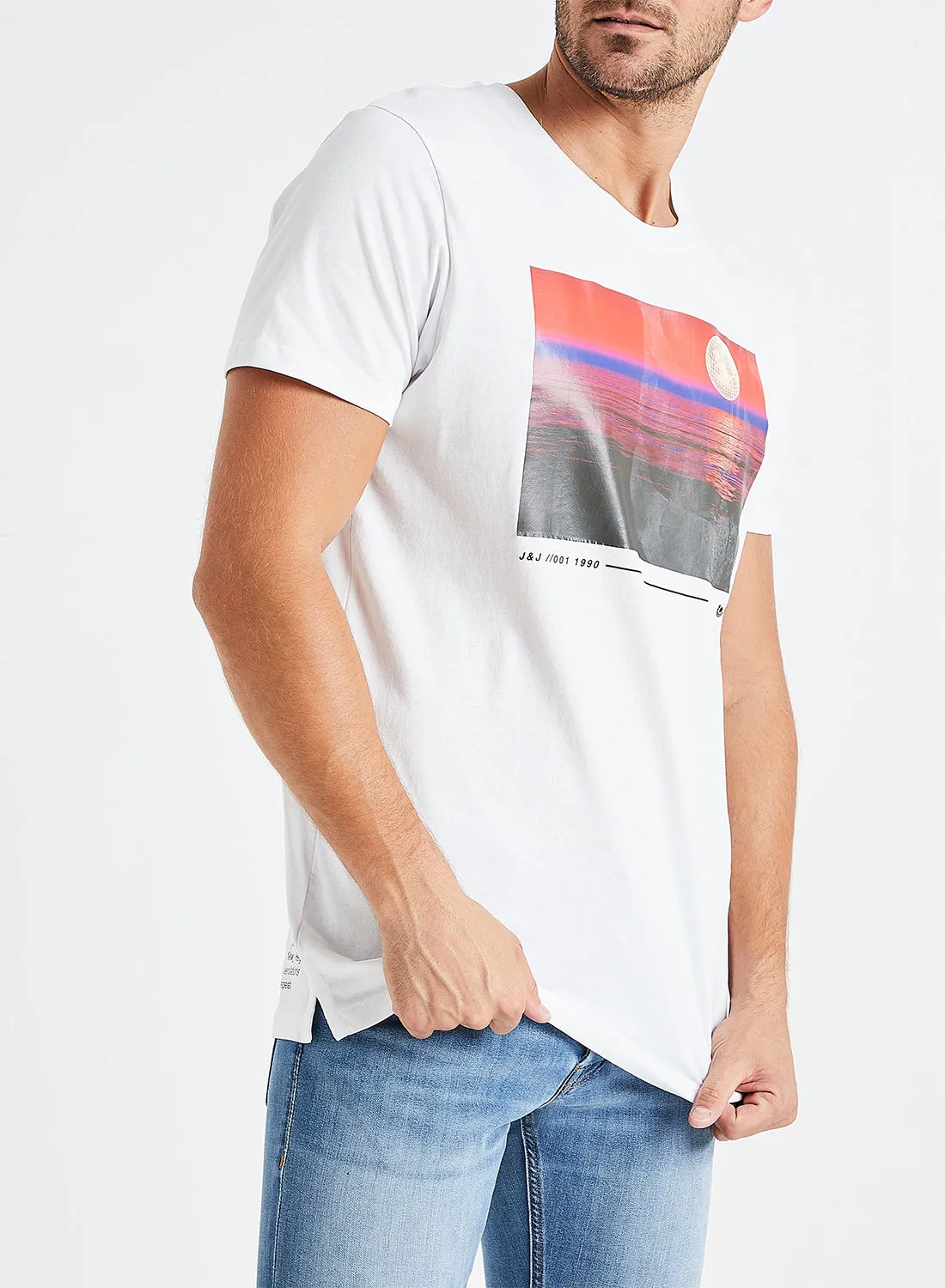 JACK & JONES Graphic Printed Crew Neck T-Shirt White