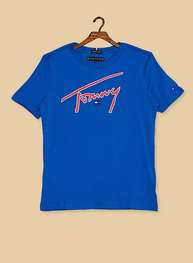 TOMMY HILFIGER Short Sleeve Signature Ss T-Shirt Champion Blue