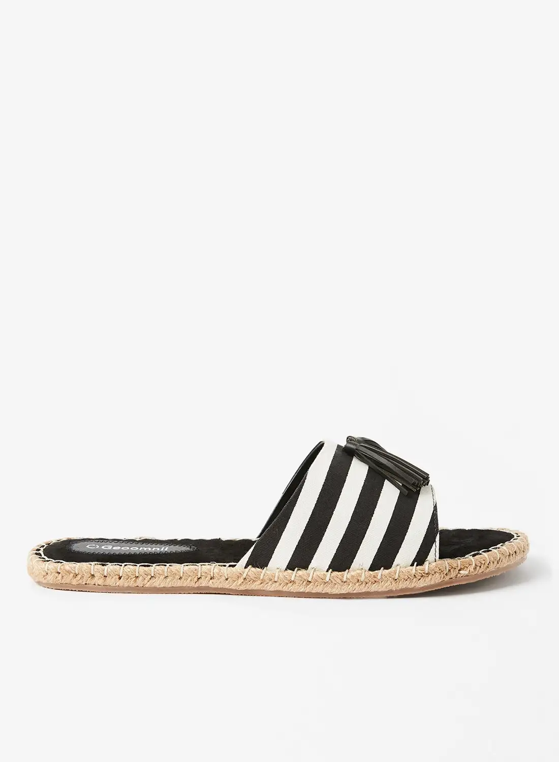 Geoomnii Juana Elegant Flat Espadrille Sandal Black/White