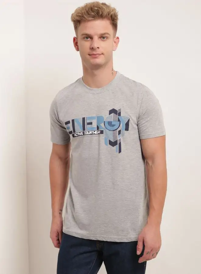 QUWA Printed Short Sleeves T-Shirt Grey