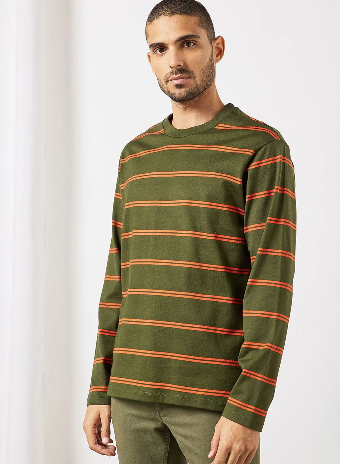 Mango Man Striped Crew Neck T-Shirt