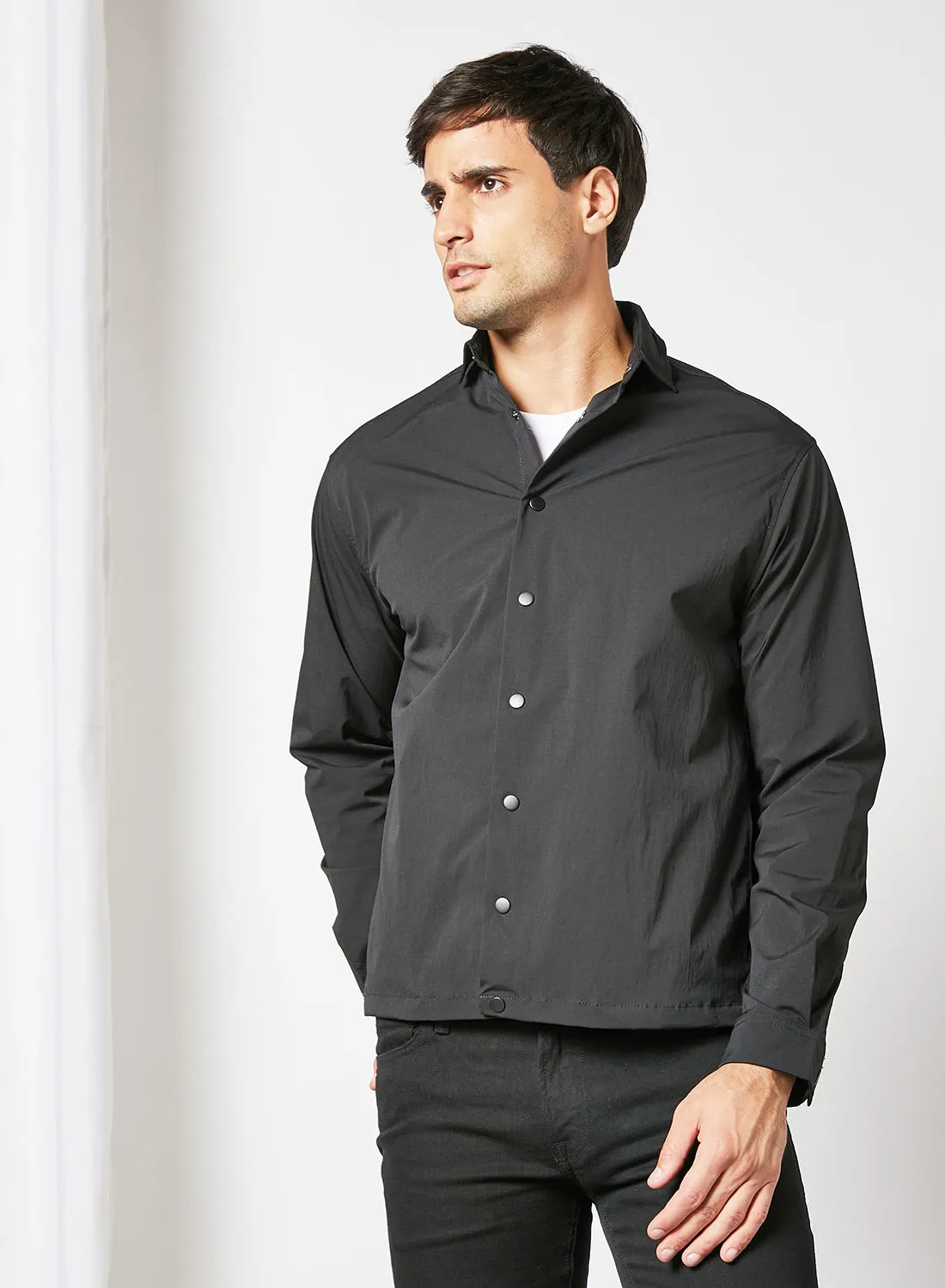 JACK & JONES Solid Long Sleeve Shirt Black