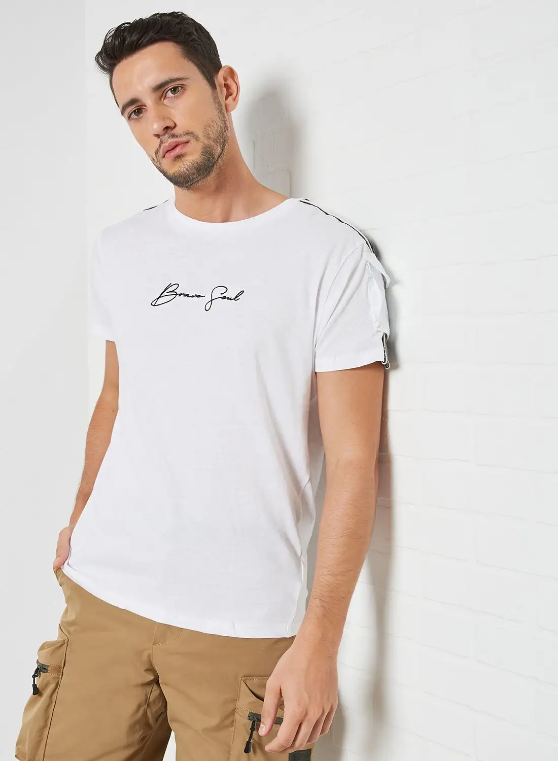 BRAVE SOUL Crew Neck T-Shirt Optic White