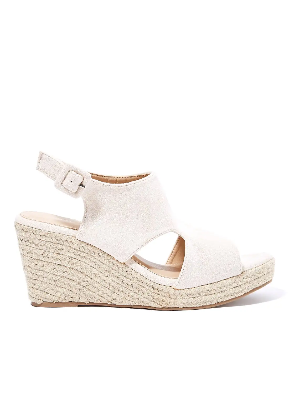 Ronnie Grey Suedette Espadrille Wedge Sandals Off-White