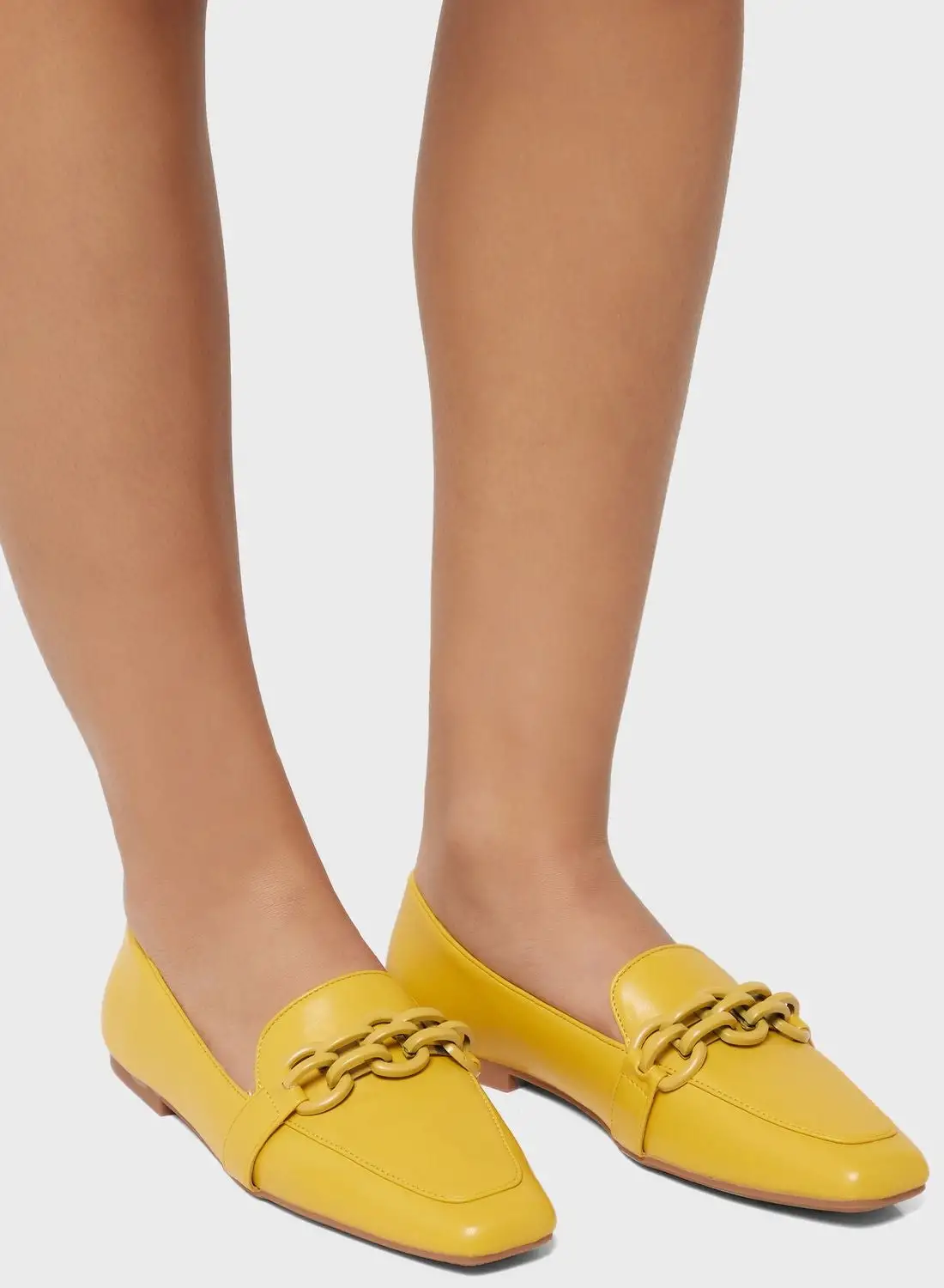 ELLA Tonal Chain Square Toe Loafer Yellow