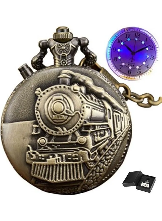 YASH Retro Style Quartz Vintage Engine LED Pocket Watch