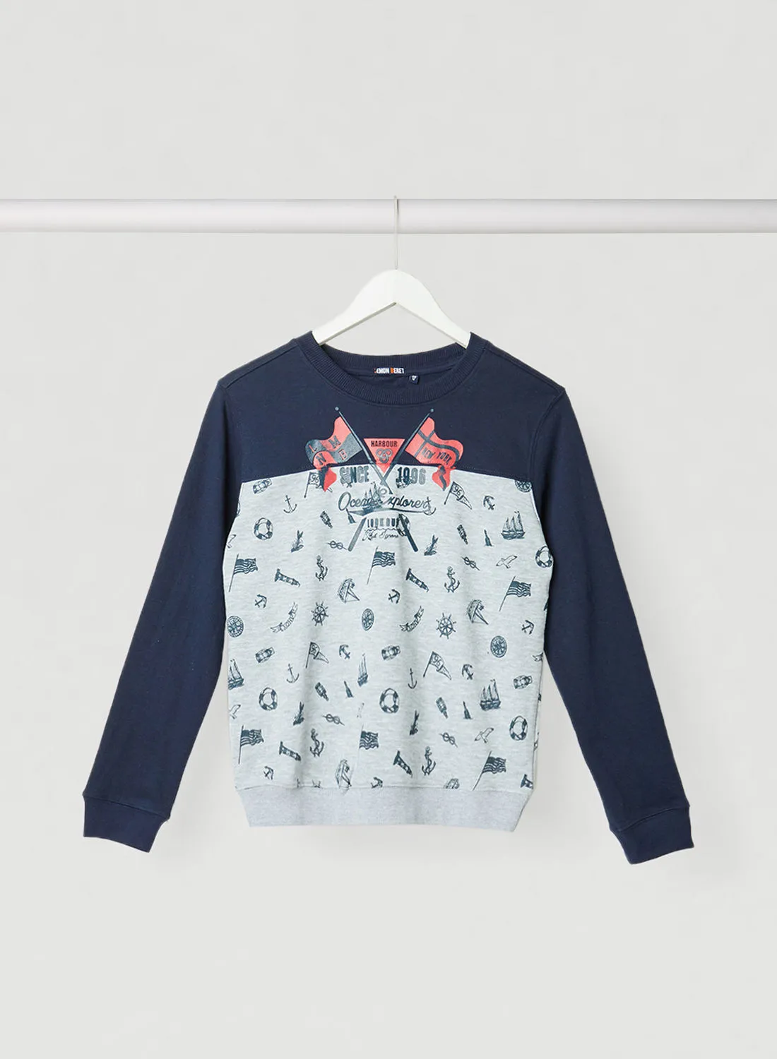 Lemon Beret Printed Long Sleeves Sweatshirt Blue Nights