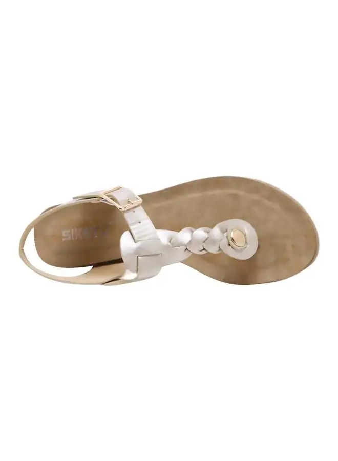 HUSK'SWARE Buckle Wedge  Sandals Beige/White