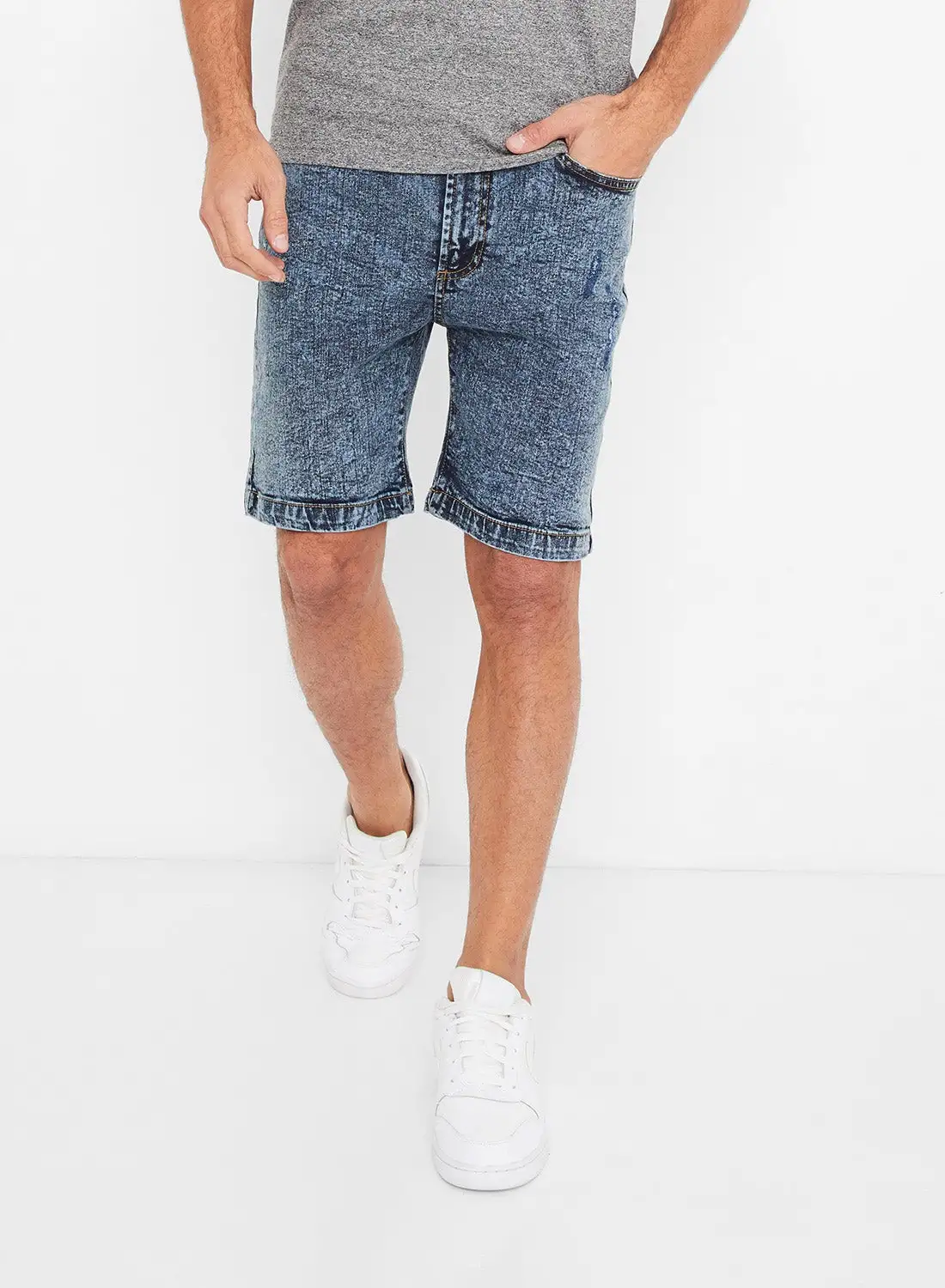 D-Struct Acid Wash Denim Shorts Blue