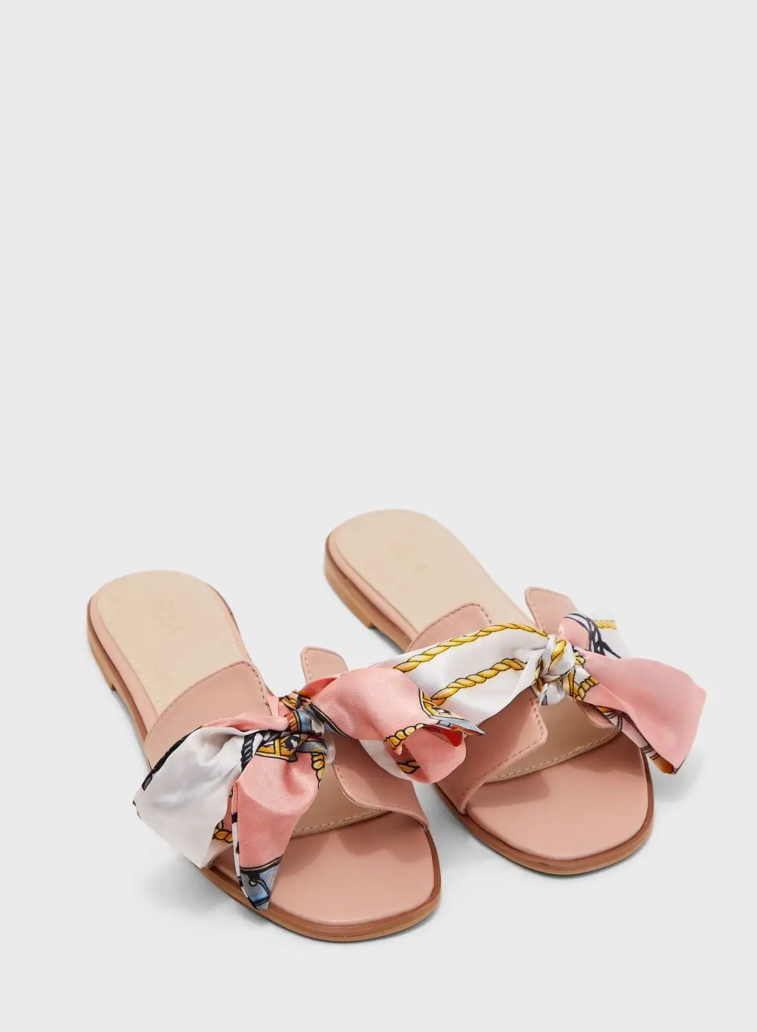 ELLA Chain Print Scarf Flat Sandals