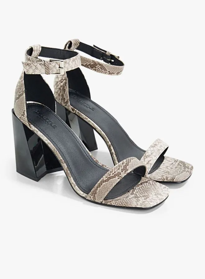 TRUFFLE COLLECTION Snakeskin Textured Dress Sandals Beige