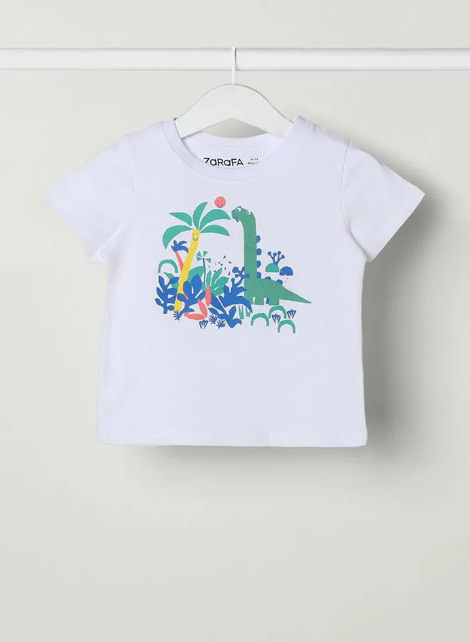 Zarafa Baby Boys Crew Neck Short Sleeve T-Shirt Salt White