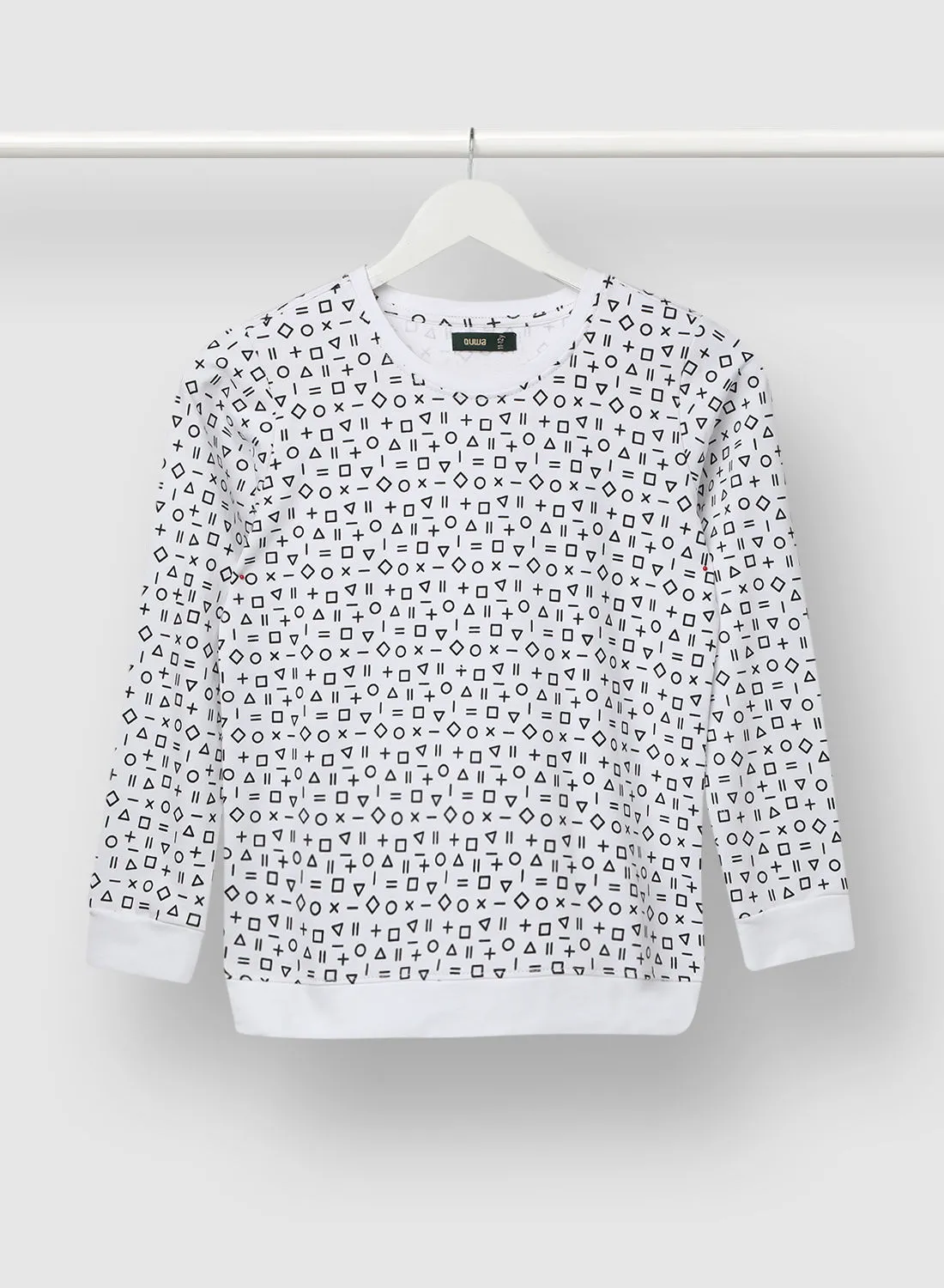 QUWA Boys Trendy All Over Printed Sweatshirt أبيض / أزرق كحلي