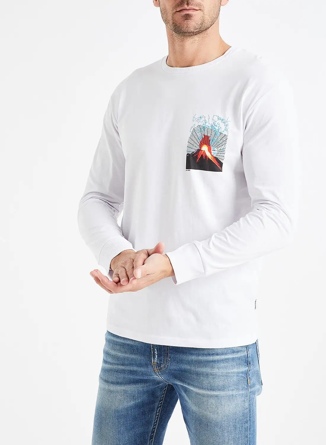 JACK & JONES Volcano Print T-Shirt White