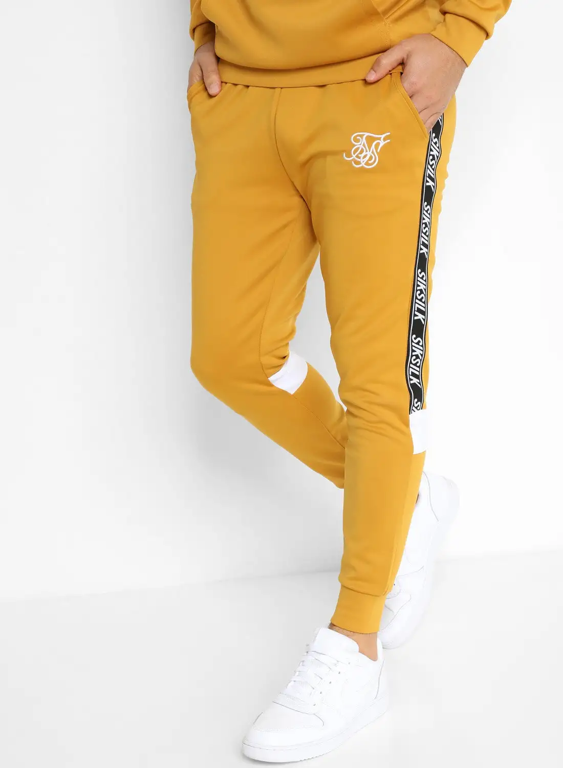 SikSilk Contrast Tape Detail Joggers Golden Mustard